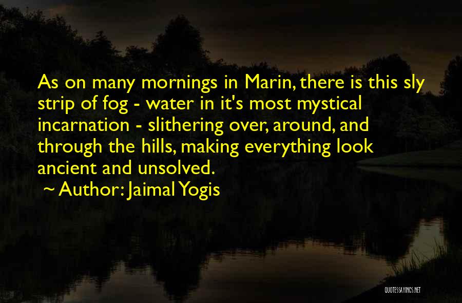 Jaimal Yogis Quotes: As On Many Mornings In Marin, There Is This Sly Strip Of Fog - Water In It's Most Mystical Incarnation