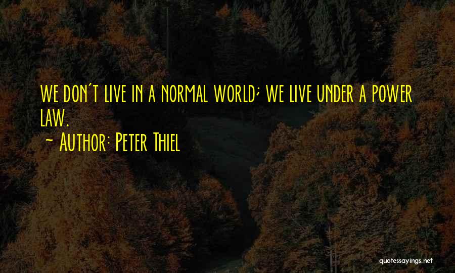 Peter Thiel Quotes: We Don't Live In A Normal World; We Live Under A Power Law.