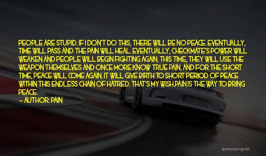 Pain Quotes: People Are Stupid. If I Don't Do This, There Will Be No Peace. Eventually, Time Will Pass And The Pain