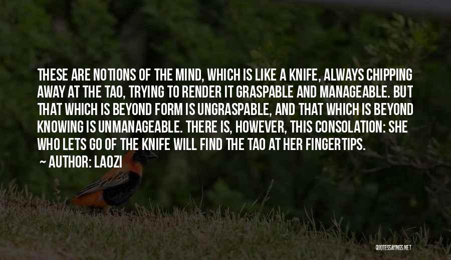 Laozi Quotes: These Are Notions Of The Mind, Which Is Like A Knife, Always Chipping Away At The Tao, Trying To Render