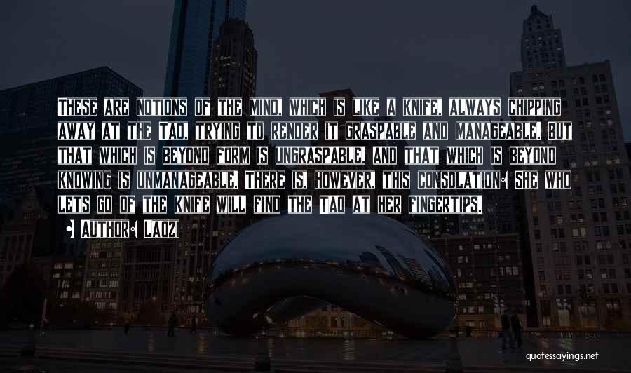 Laozi Quotes: These Are Notions Of The Mind, Which Is Like A Knife, Always Chipping Away At The Tao, Trying To Render