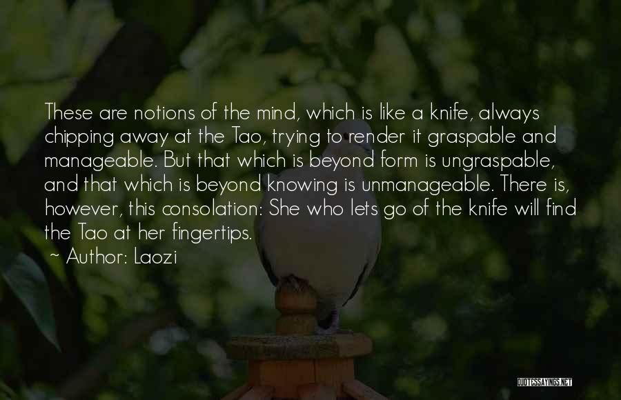 Laozi Quotes: These Are Notions Of The Mind, Which Is Like A Knife, Always Chipping Away At The Tao, Trying To Render