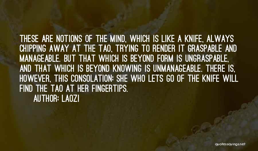 Laozi Quotes: These Are Notions Of The Mind, Which Is Like A Knife, Always Chipping Away At The Tao, Trying To Render