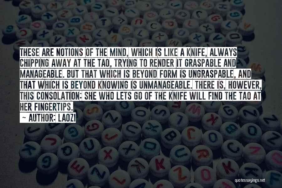 Laozi Quotes: These Are Notions Of The Mind, Which Is Like A Knife, Always Chipping Away At The Tao, Trying To Render