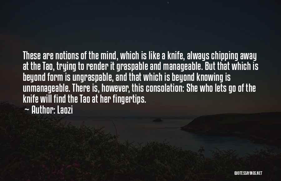 Laozi Quotes: These Are Notions Of The Mind, Which Is Like A Knife, Always Chipping Away At The Tao, Trying To Render