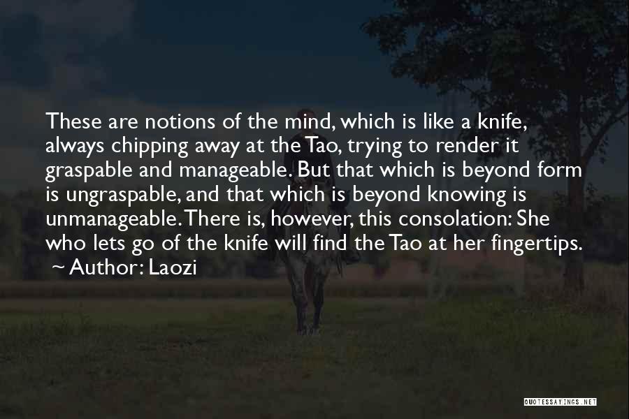 Laozi Quotes: These Are Notions Of The Mind, Which Is Like A Knife, Always Chipping Away At The Tao, Trying To Render