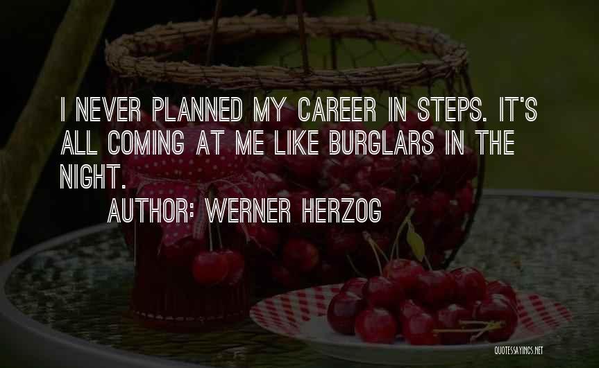 Werner Herzog Quotes: I Never Planned My Career In Steps. It's All Coming At Me Like Burglars In The Night.