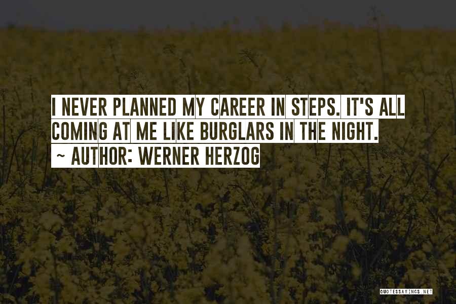 Werner Herzog Quotes: I Never Planned My Career In Steps. It's All Coming At Me Like Burglars In The Night.