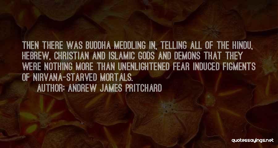 Andrew James Pritchard Quotes: Then There Was Buddha Meddling In, Telling All Of The Hindu, Hebrew, Christian And Islamic Gods And Demons That They