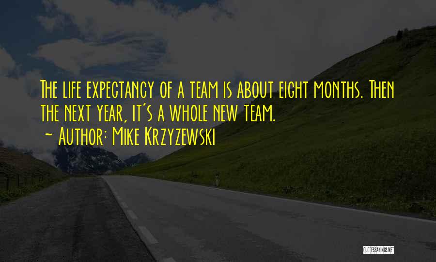 Mike Krzyzewski Quotes: The Life Expectancy Of A Team Is About Eight Months. Then The Next Year, It's A Whole New Team.