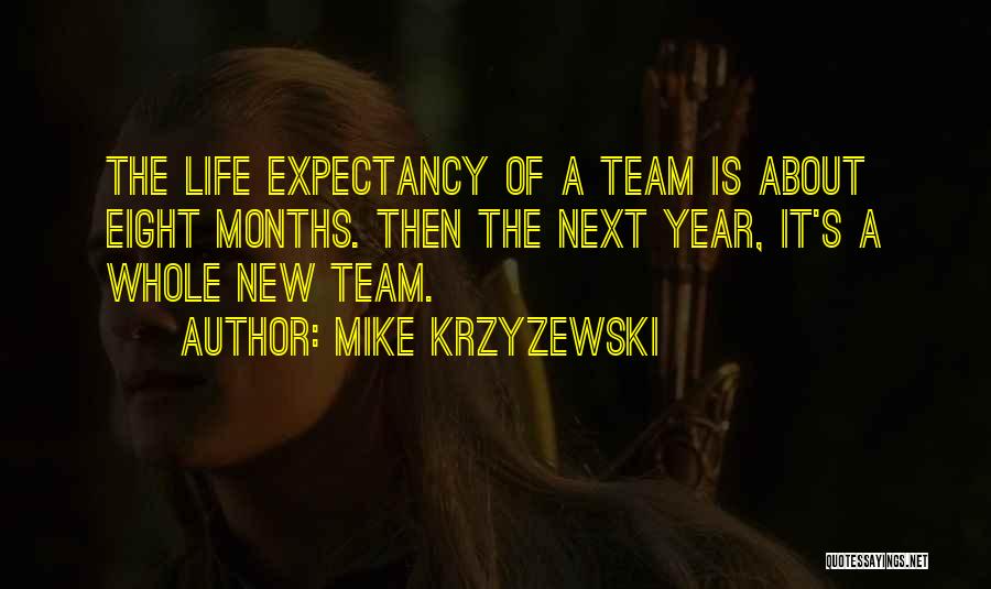 Mike Krzyzewski Quotes: The Life Expectancy Of A Team Is About Eight Months. Then The Next Year, It's A Whole New Team.