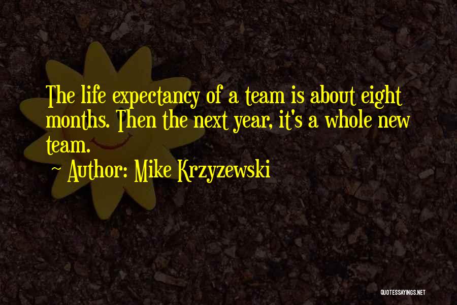 Mike Krzyzewski Quotes: The Life Expectancy Of A Team Is About Eight Months. Then The Next Year, It's A Whole New Team.