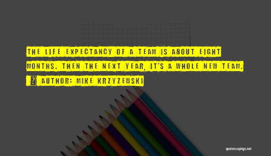 Mike Krzyzewski Quotes: The Life Expectancy Of A Team Is About Eight Months. Then The Next Year, It's A Whole New Team.