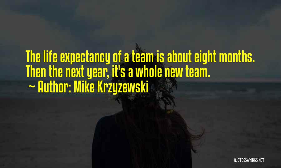 Mike Krzyzewski Quotes: The Life Expectancy Of A Team Is About Eight Months. Then The Next Year, It's A Whole New Team.