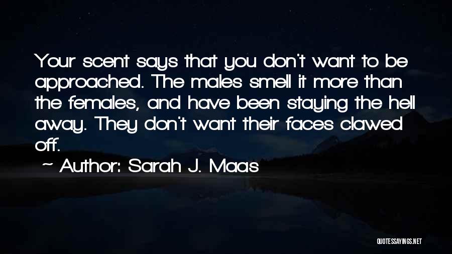 Sarah J. Maas Quotes: Your Scent Says That You Don't Want To Be Approached. The Males Smell It More Than The Females, And Have