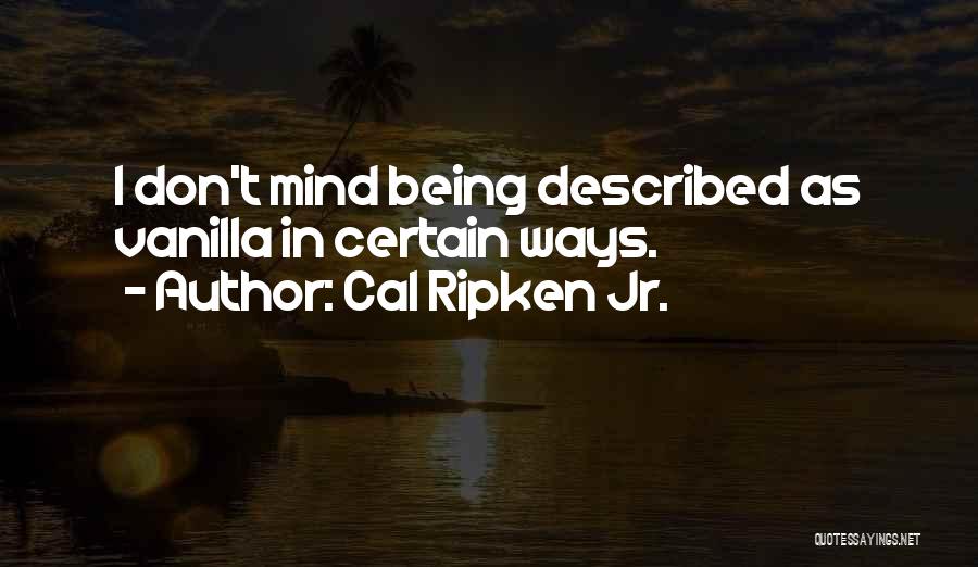 Cal Ripken Jr. Quotes: I Don't Mind Being Described As Vanilla In Certain Ways.