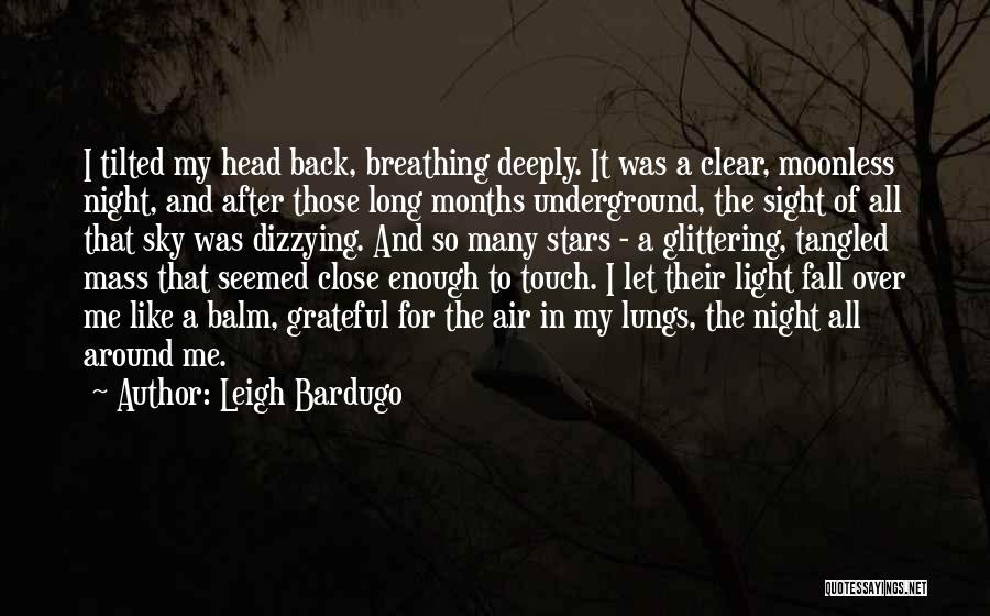 Leigh Bardugo Quotes: I Tilted My Head Back, Breathing Deeply. It Was A Clear, Moonless Night, And After Those Long Months Underground, The