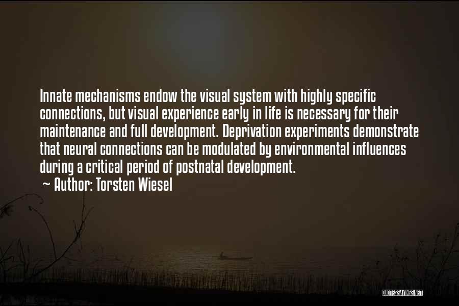 Torsten Wiesel Quotes: Innate Mechanisms Endow The Visual System With Highly Specific Connections, But Visual Experience Early In Life Is Necessary For Their