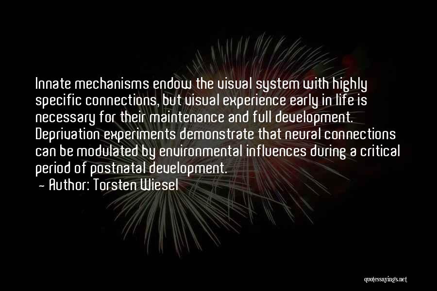 Torsten Wiesel Quotes: Innate Mechanisms Endow The Visual System With Highly Specific Connections, But Visual Experience Early In Life Is Necessary For Their