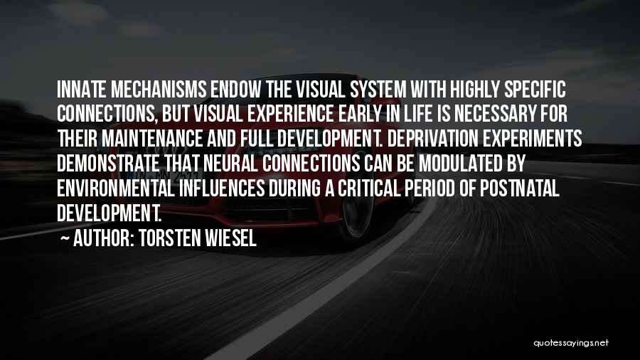 Torsten Wiesel Quotes: Innate Mechanisms Endow The Visual System With Highly Specific Connections, But Visual Experience Early In Life Is Necessary For Their