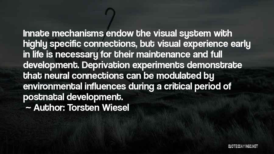 Torsten Wiesel Quotes: Innate Mechanisms Endow The Visual System With Highly Specific Connections, But Visual Experience Early In Life Is Necessary For Their