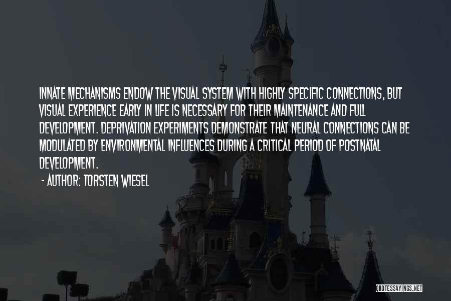 Torsten Wiesel Quotes: Innate Mechanisms Endow The Visual System With Highly Specific Connections, But Visual Experience Early In Life Is Necessary For Their