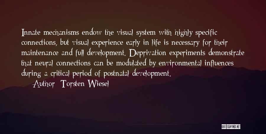 Torsten Wiesel Quotes: Innate Mechanisms Endow The Visual System With Highly Specific Connections, But Visual Experience Early In Life Is Necessary For Their