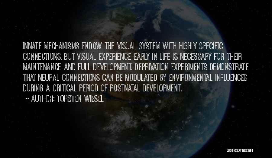 Torsten Wiesel Quotes: Innate Mechanisms Endow The Visual System With Highly Specific Connections, But Visual Experience Early In Life Is Necessary For Their