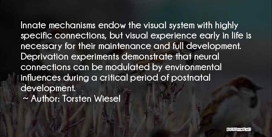 Torsten Wiesel Quotes: Innate Mechanisms Endow The Visual System With Highly Specific Connections, But Visual Experience Early In Life Is Necessary For Their