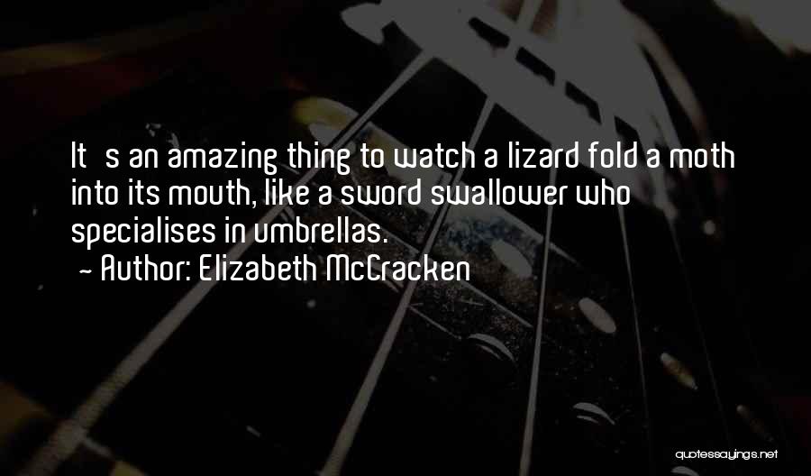 Elizabeth McCracken Quotes: It's An Amazing Thing To Watch A Lizard Fold A Moth Into Its Mouth, Like A Sword Swallower Who Specialises