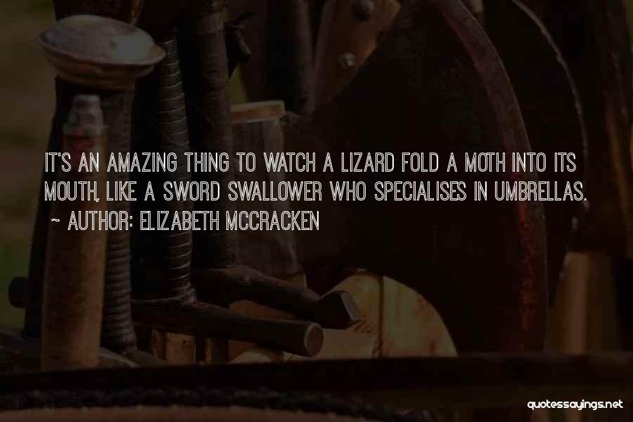 Elizabeth McCracken Quotes: It's An Amazing Thing To Watch A Lizard Fold A Moth Into Its Mouth, Like A Sword Swallower Who Specialises