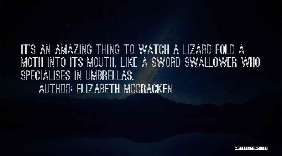 Elizabeth McCracken Quotes: It's An Amazing Thing To Watch A Lizard Fold A Moth Into Its Mouth, Like A Sword Swallower Who Specialises