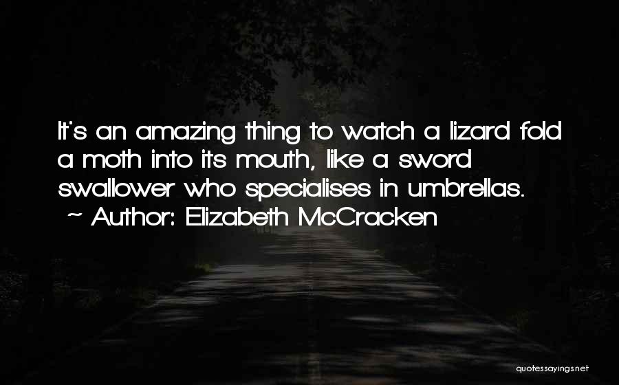 Elizabeth McCracken Quotes: It's An Amazing Thing To Watch A Lizard Fold A Moth Into Its Mouth, Like A Sword Swallower Who Specialises