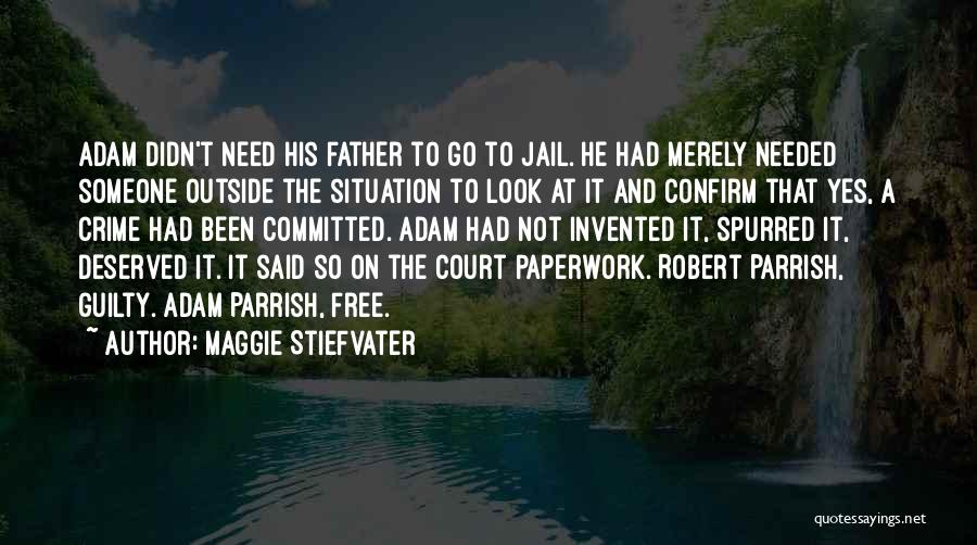 Maggie Stiefvater Quotes: Adam Didn't Need His Father To Go To Jail. He Had Merely Needed Someone Outside The Situation To Look At