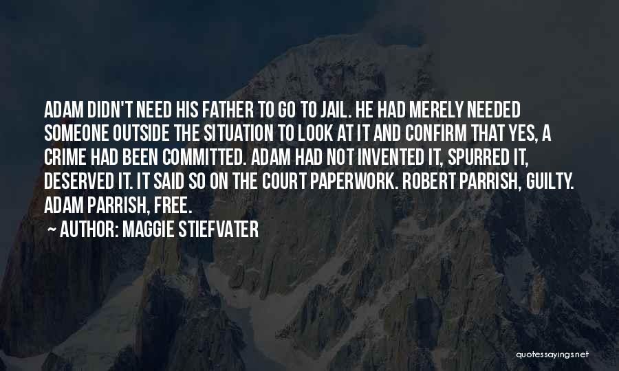 Maggie Stiefvater Quotes: Adam Didn't Need His Father To Go To Jail. He Had Merely Needed Someone Outside The Situation To Look At