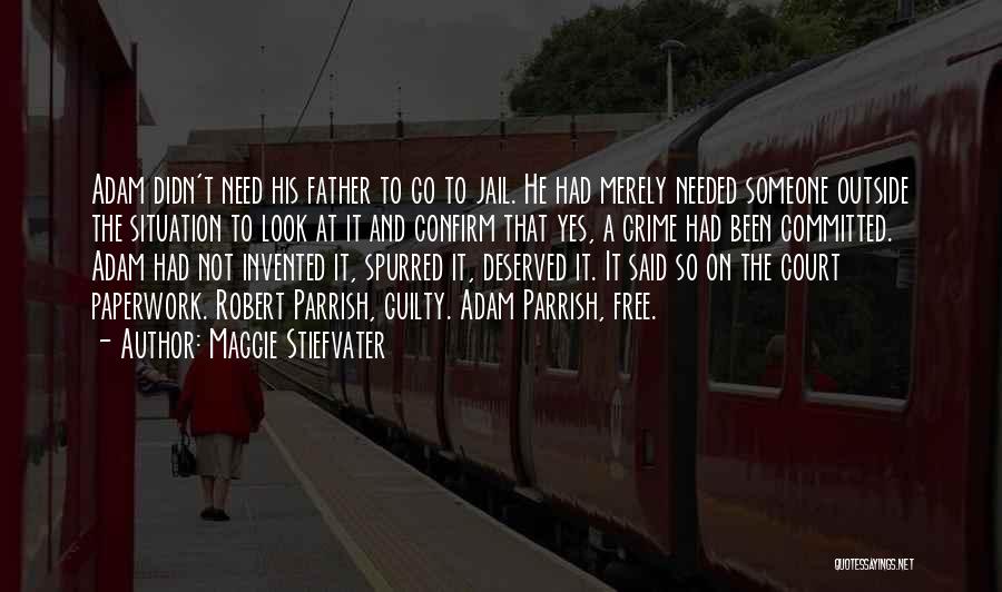 Maggie Stiefvater Quotes: Adam Didn't Need His Father To Go To Jail. He Had Merely Needed Someone Outside The Situation To Look At