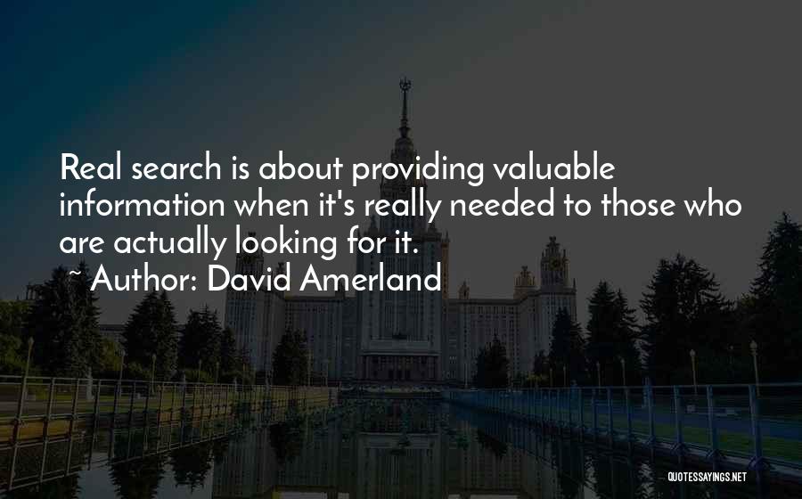 David Amerland Quotes: Real Search Is About Providing Valuable Information When It's Really Needed To Those Who Are Actually Looking For It.