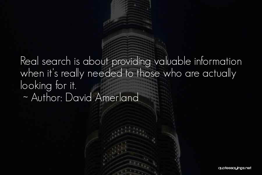 David Amerland Quotes: Real Search Is About Providing Valuable Information When It's Really Needed To Those Who Are Actually Looking For It.