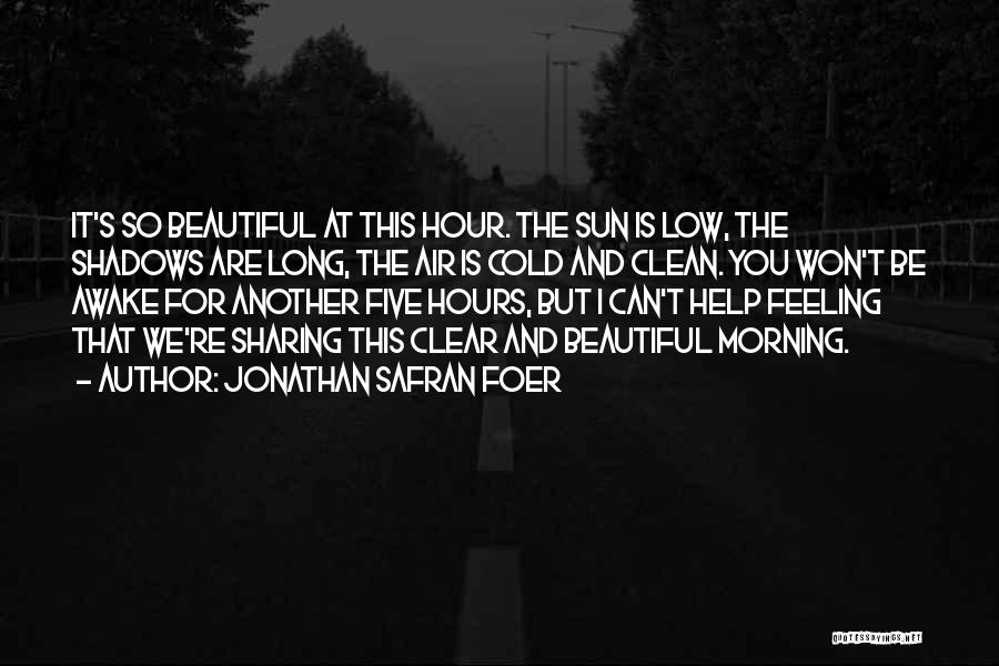 Jonathan Safran Foer Quotes: It's So Beautiful At This Hour. The Sun Is Low, The Shadows Are Long, The Air Is Cold And Clean.