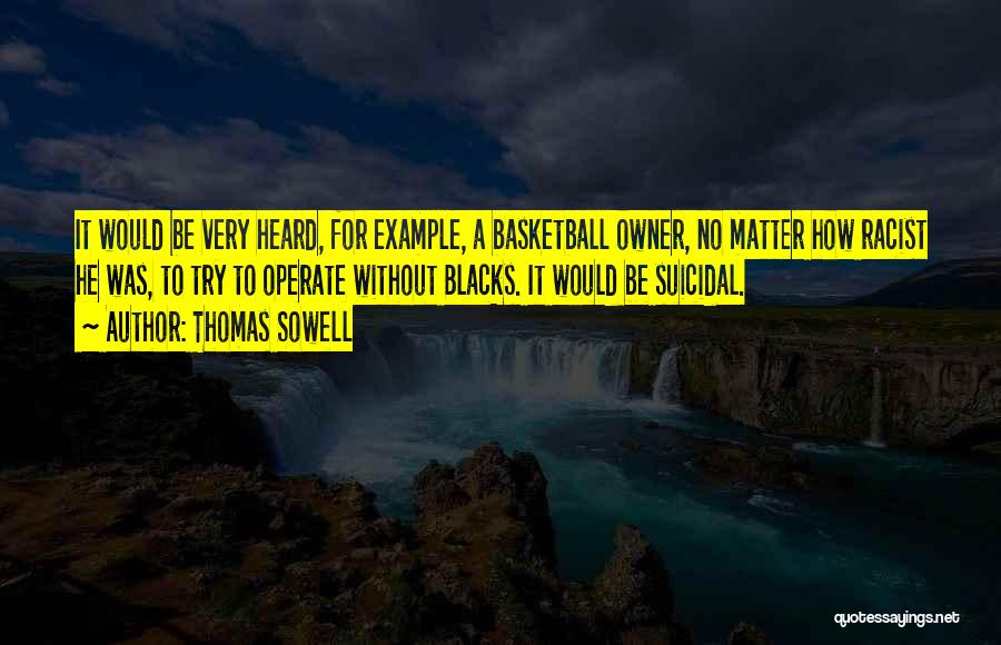 Thomas Sowell Quotes: It Would Be Very Heard, For Example, A Basketball Owner, No Matter How Racist He Was, To Try To Operate