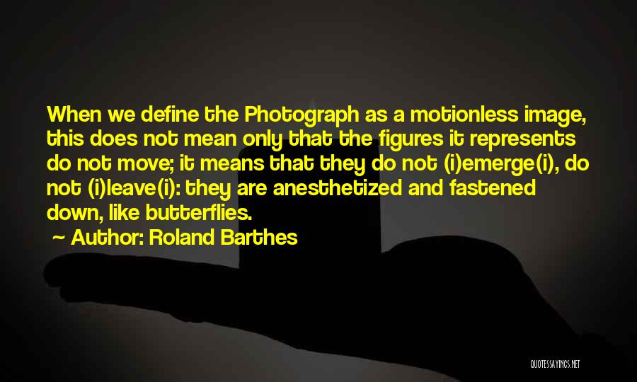 Roland Barthes Quotes: When We Define The Photograph As A Motionless Image, This Does Not Mean Only That The Figures It Represents Do