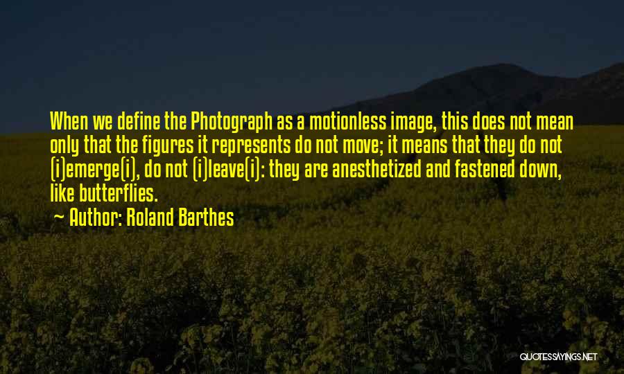 Roland Barthes Quotes: When We Define The Photograph As A Motionless Image, This Does Not Mean Only That The Figures It Represents Do