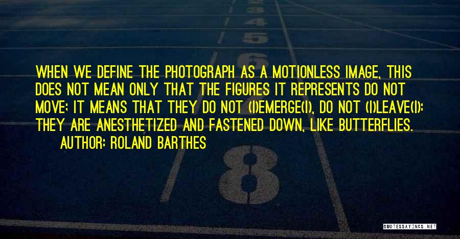 Roland Barthes Quotes: When We Define The Photograph As A Motionless Image, This Does Not Mean Only That The Figures It Represents Do