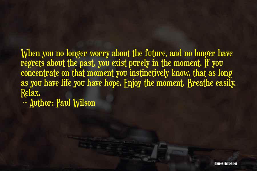 Paul Wilson Quotes: When You No Longer Worry About The Future, And No Longer Have Regrets About The Past, You Exist Purely In