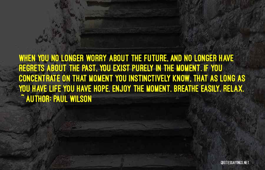 Paul Wilson Quotes: When You No Longer Worry About The Future, And No Longer Have Regrets About The Past, You Exist Purely In