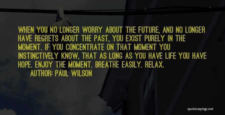 Paul Wilson Quotes: When You No Longer Worry About The Future, And No Longer Have Regrets About The Past, You Exist Purely In