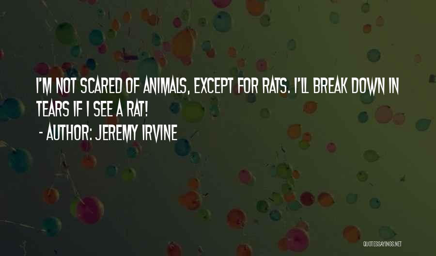 Jeremy Irvine Quotes: I'm Not Scared Of Animals, Except For Rats. I'll Break Down In Tears If I See A Rat!