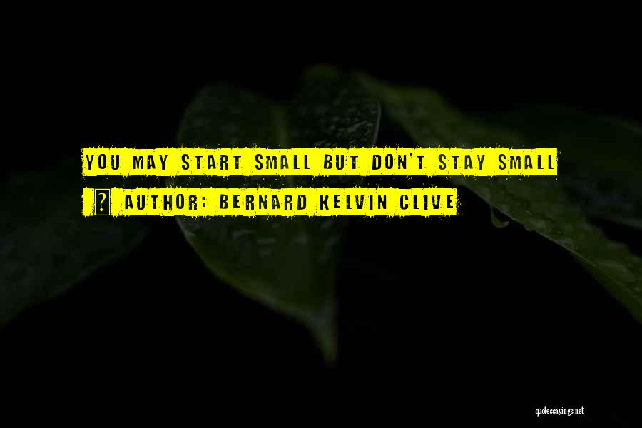 Bernard Kelvin Clive Quotes: You May Start Small But Don't Stay Small