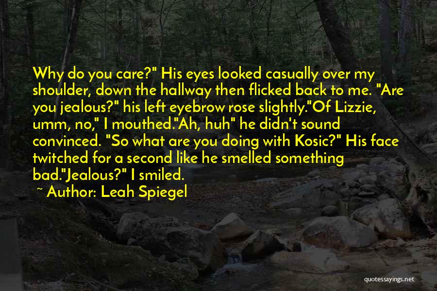 Leah Spiegel Quotes: Why Do You Care? His Eyes Looked Casually Over My Shoulder, Down The Hallway Then Flicked Back To Me. Are