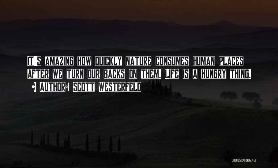 Scott Westerfeld Quotes: It's Amazing How Quickly Nature Consumes Human Places After We Turn Our Backs On Them. Life Is A Hungry Thing.